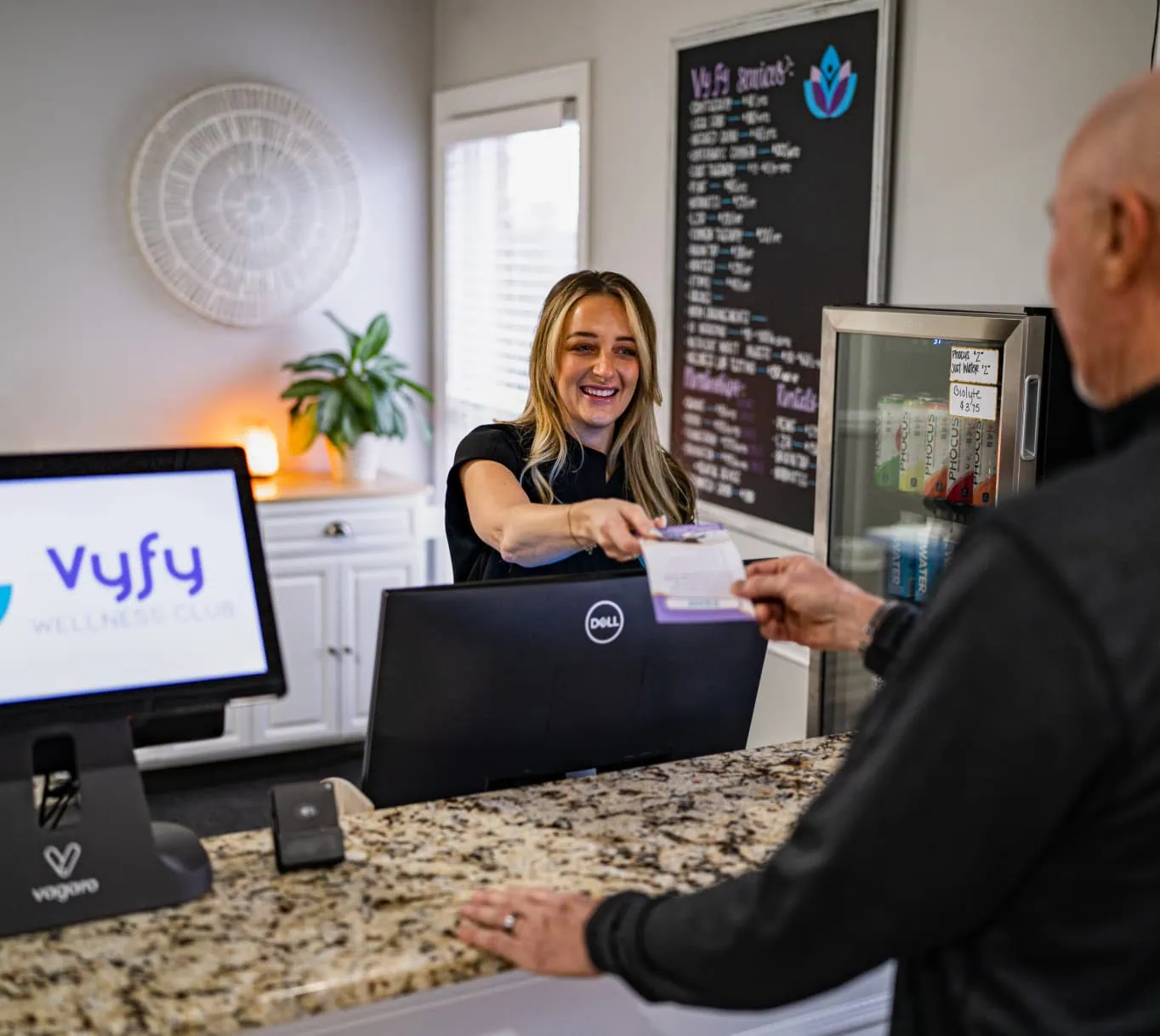 Customer checking in for therapy session