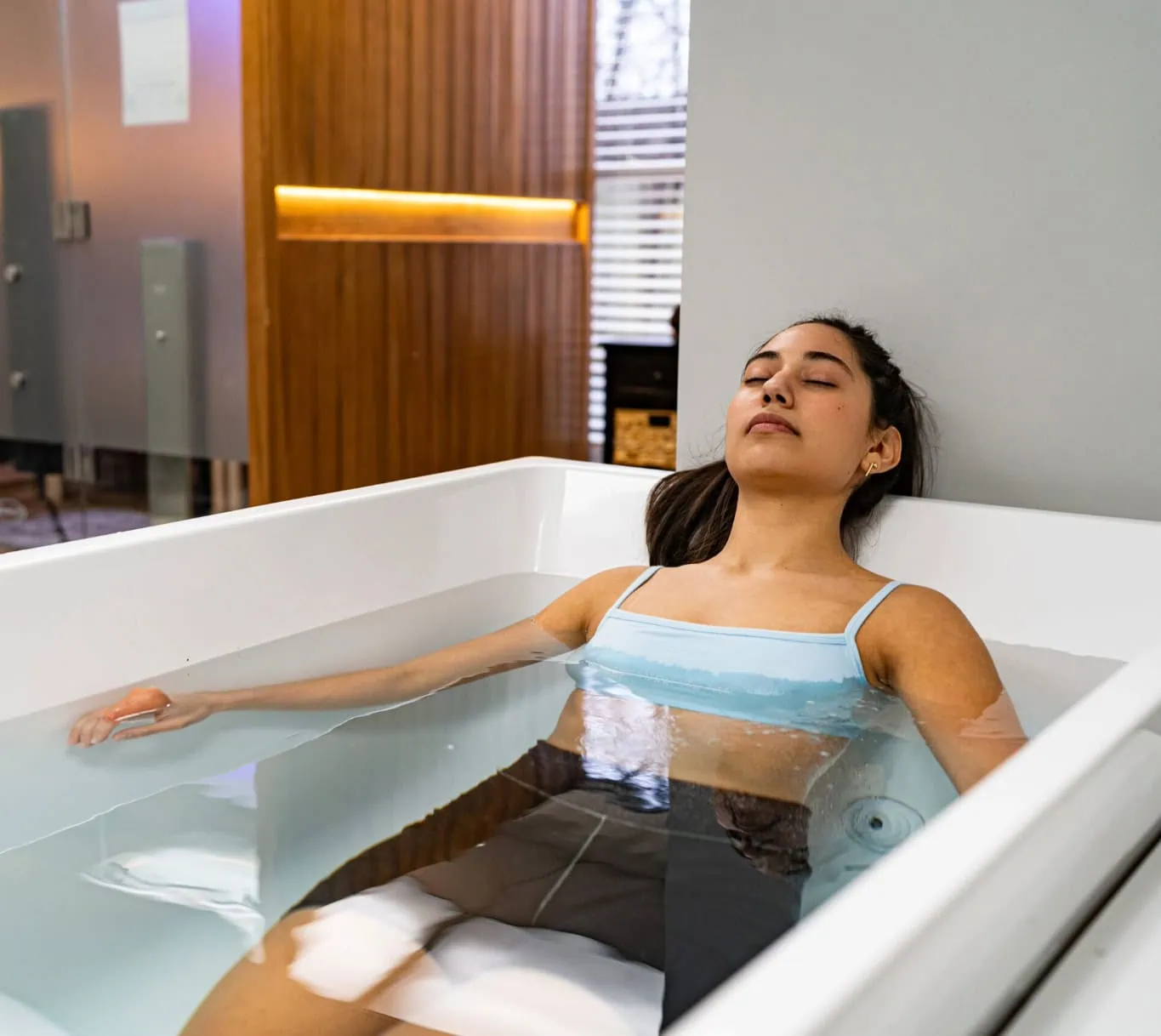 Woman in an ice bath